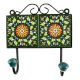 Wheel Flower Ceramic Tile Wall Hook in Forest Green